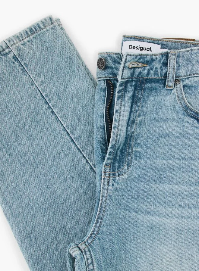DESIGUAL Blue Straight floral jeans for Women | Best Price UAE